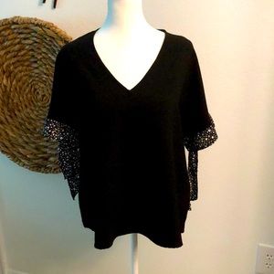 Entro black top with tie sleeves